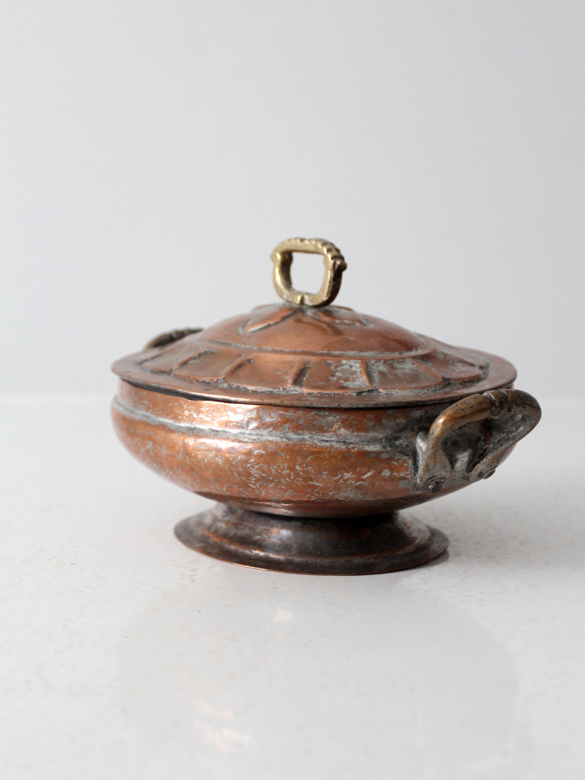 antique copper oval serving dish