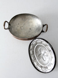 antique copper oval serving dish