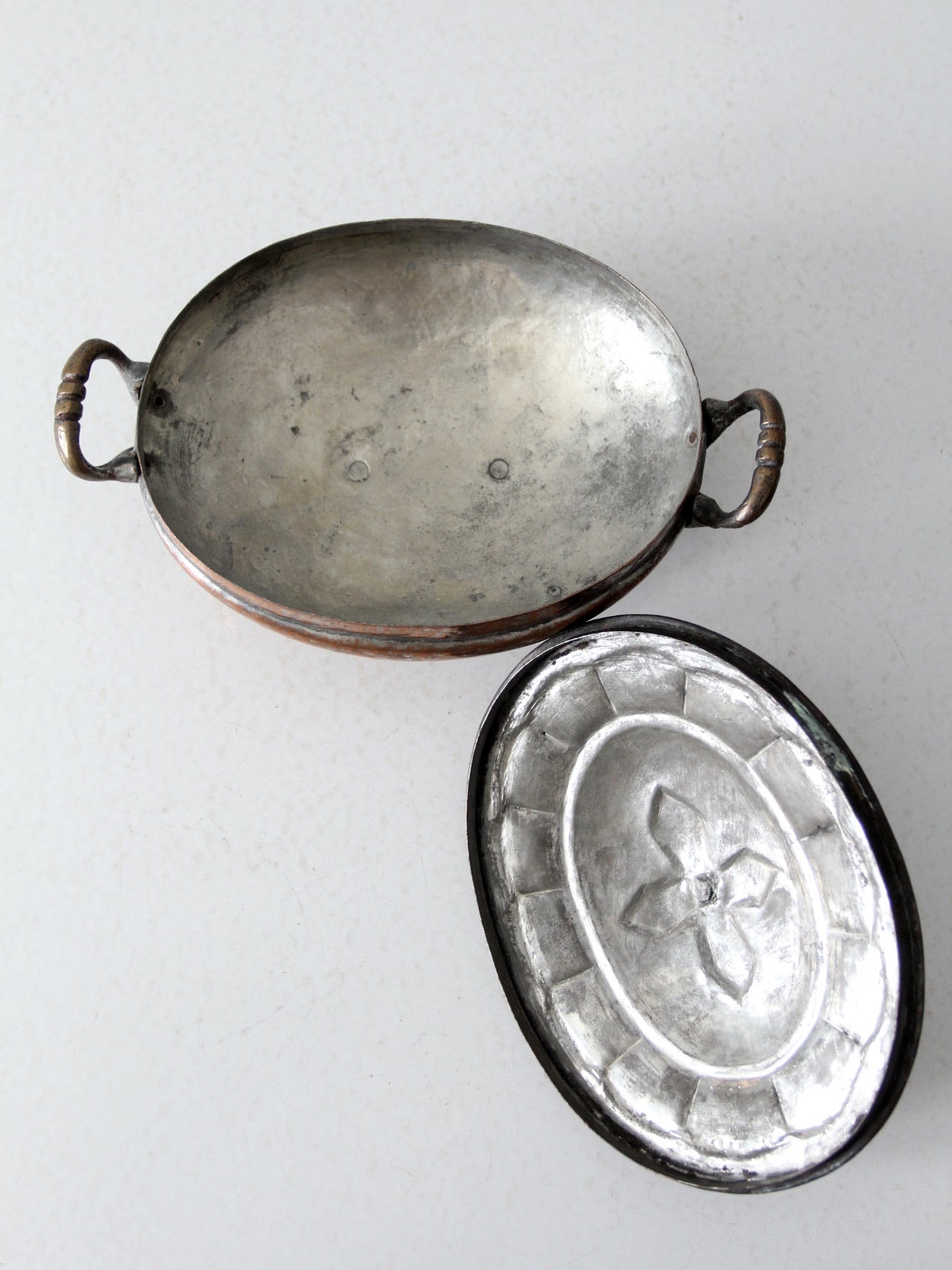 antique copper oval serving dish