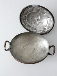 antique copper oval serving dish