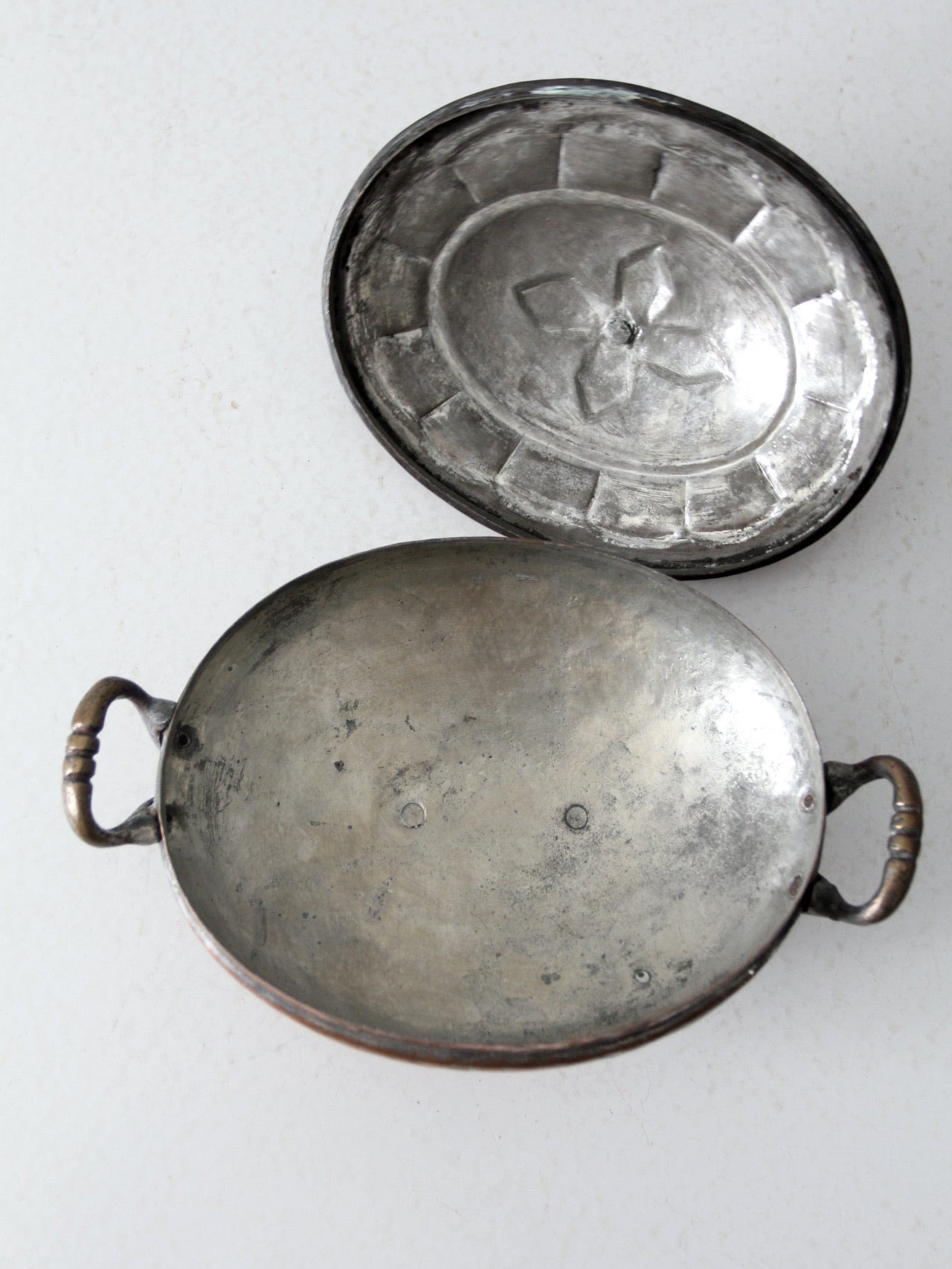 antique copper oval serving dish