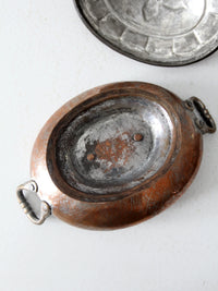 antique copper oval serving dish