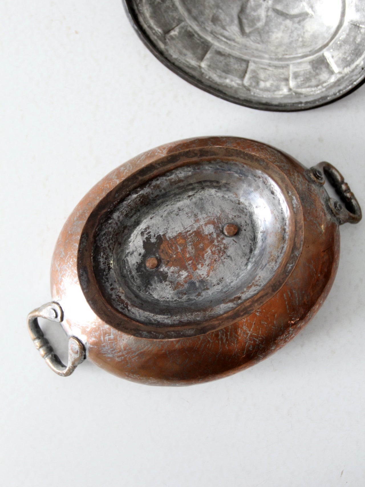 antique copper oval serving dish