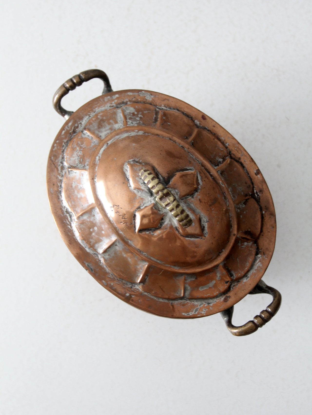 antique copper oval serving dish