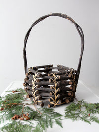 vintage rustic black twig basket