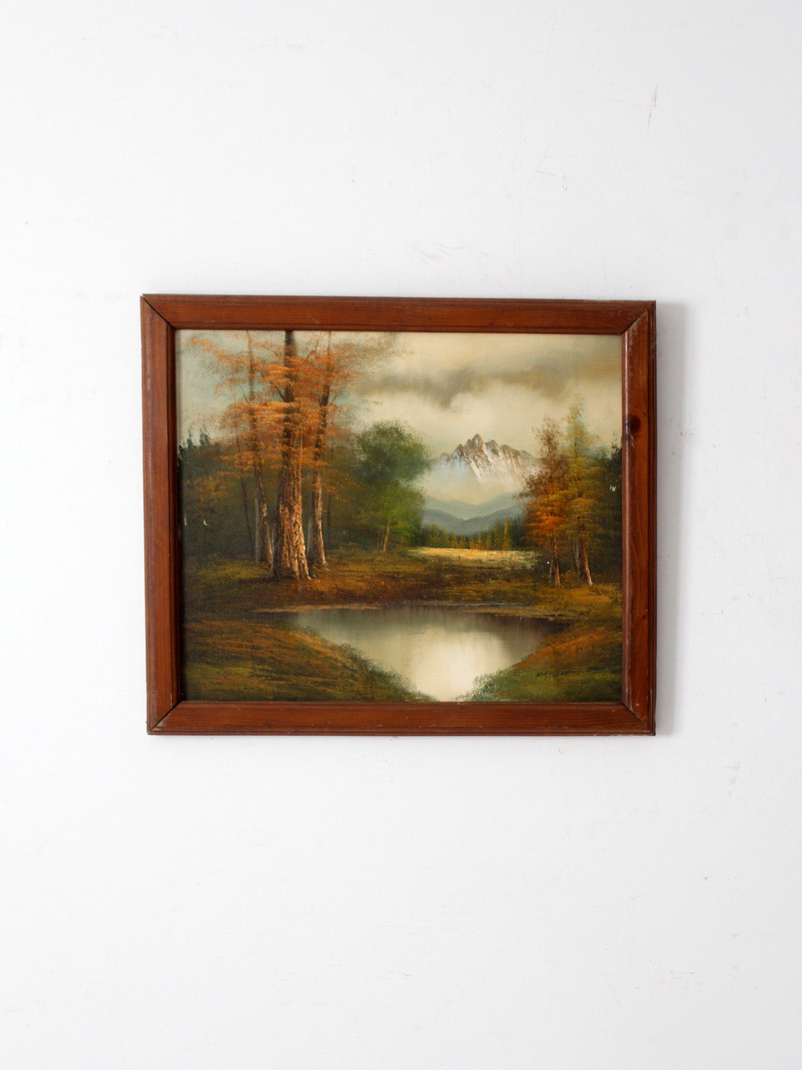 mid-century landscape painting on canvas