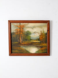 mid-century landscape painting on canvas