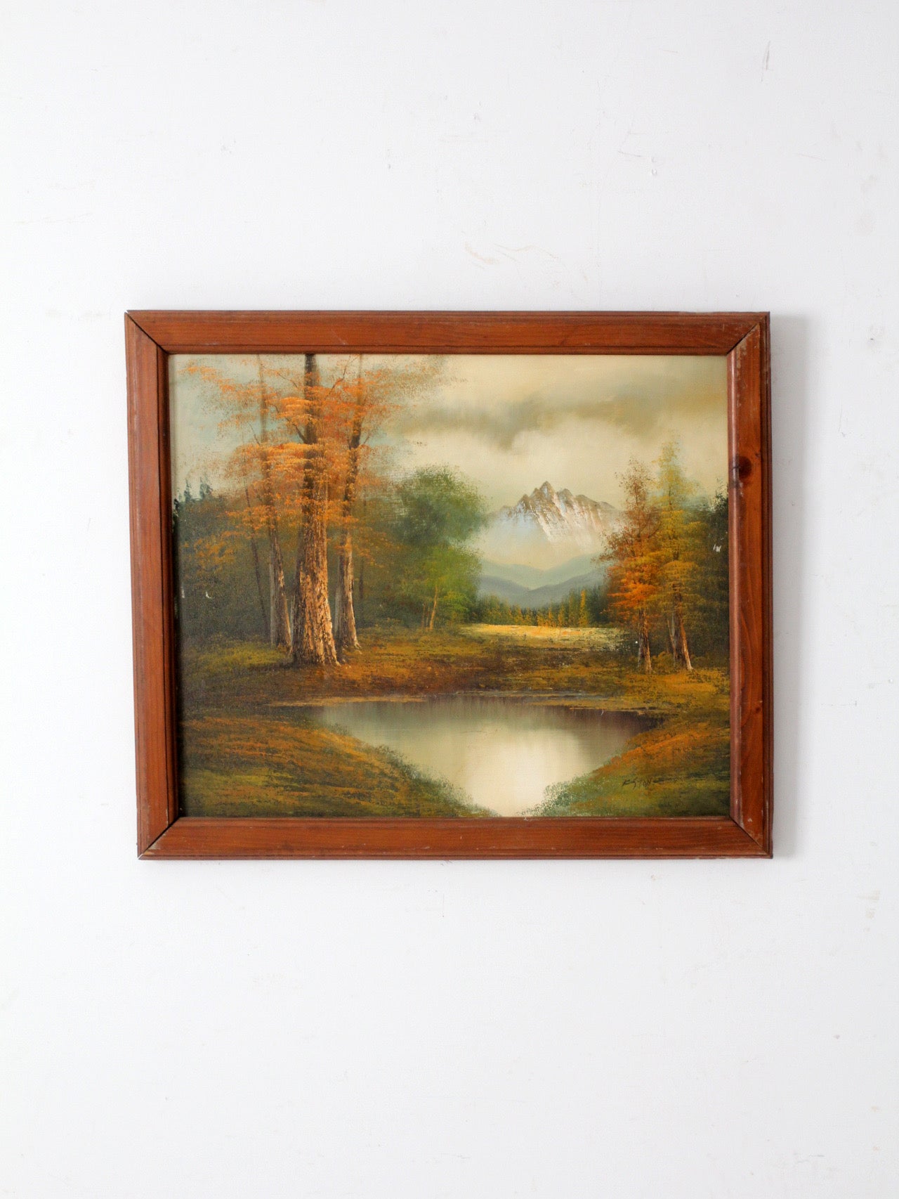 mid-century landscape painting on canvas