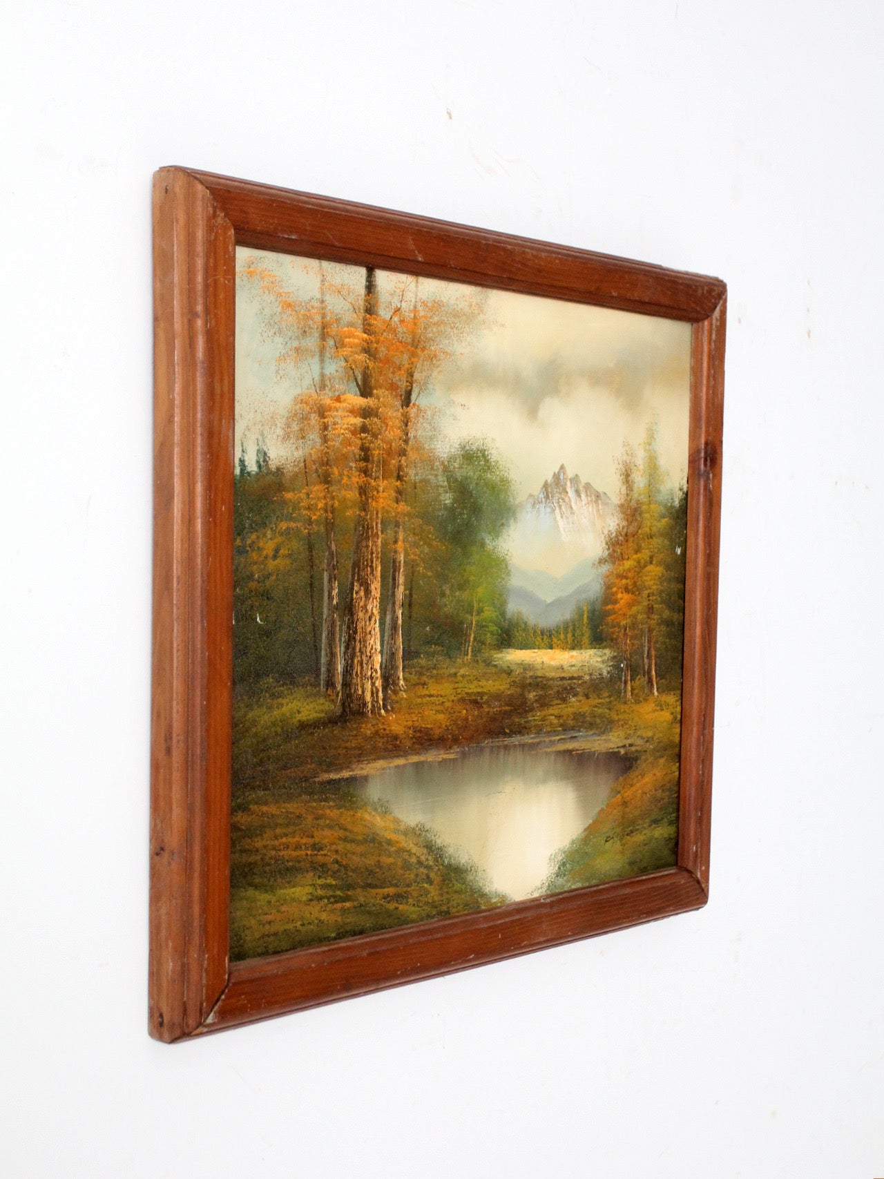 mid-century landscape painting on canvas