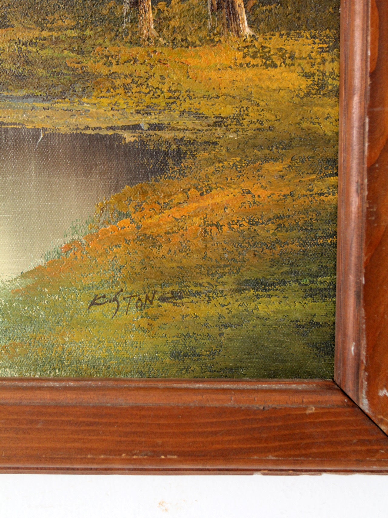 mid-century landscape painting on canvas
