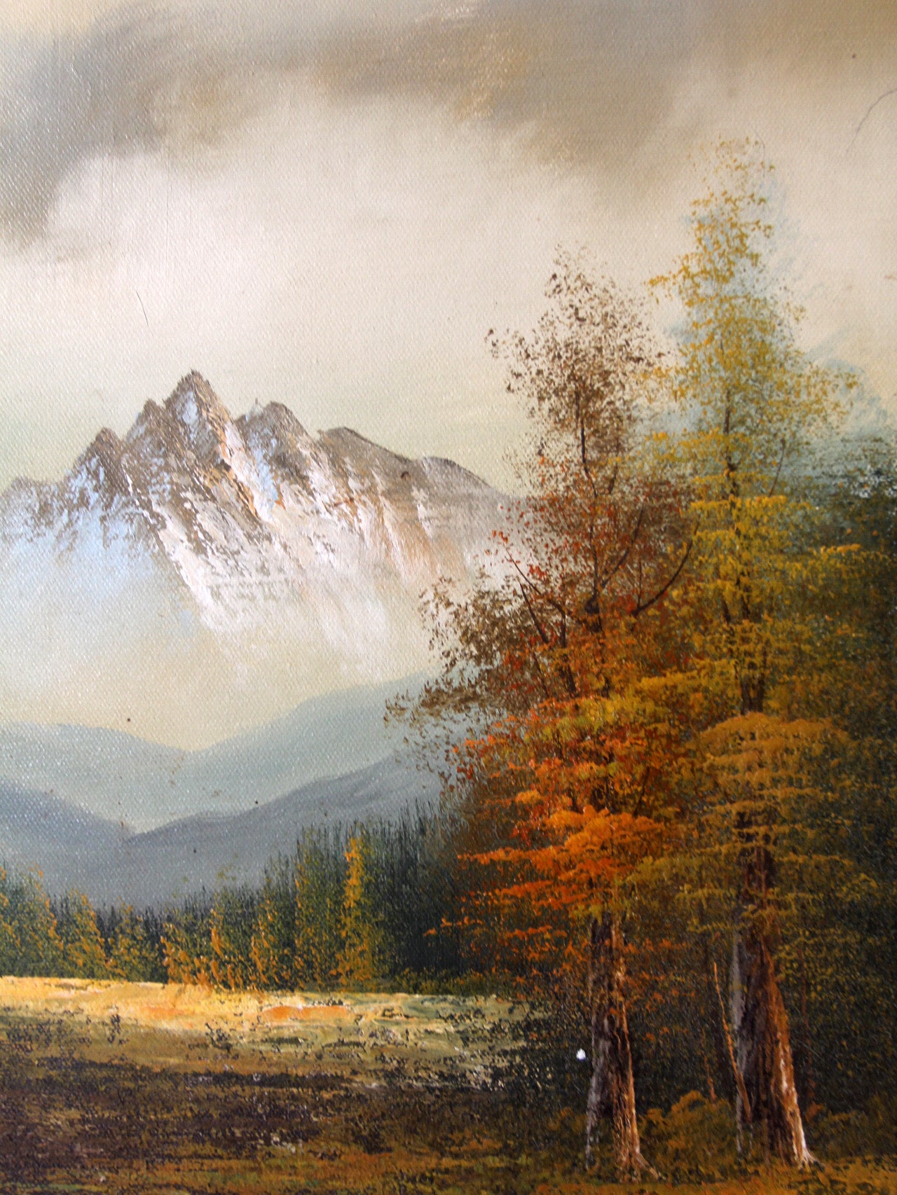 mid-century landscape painting on canvas