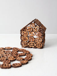 antique walnut slice nut house and tray