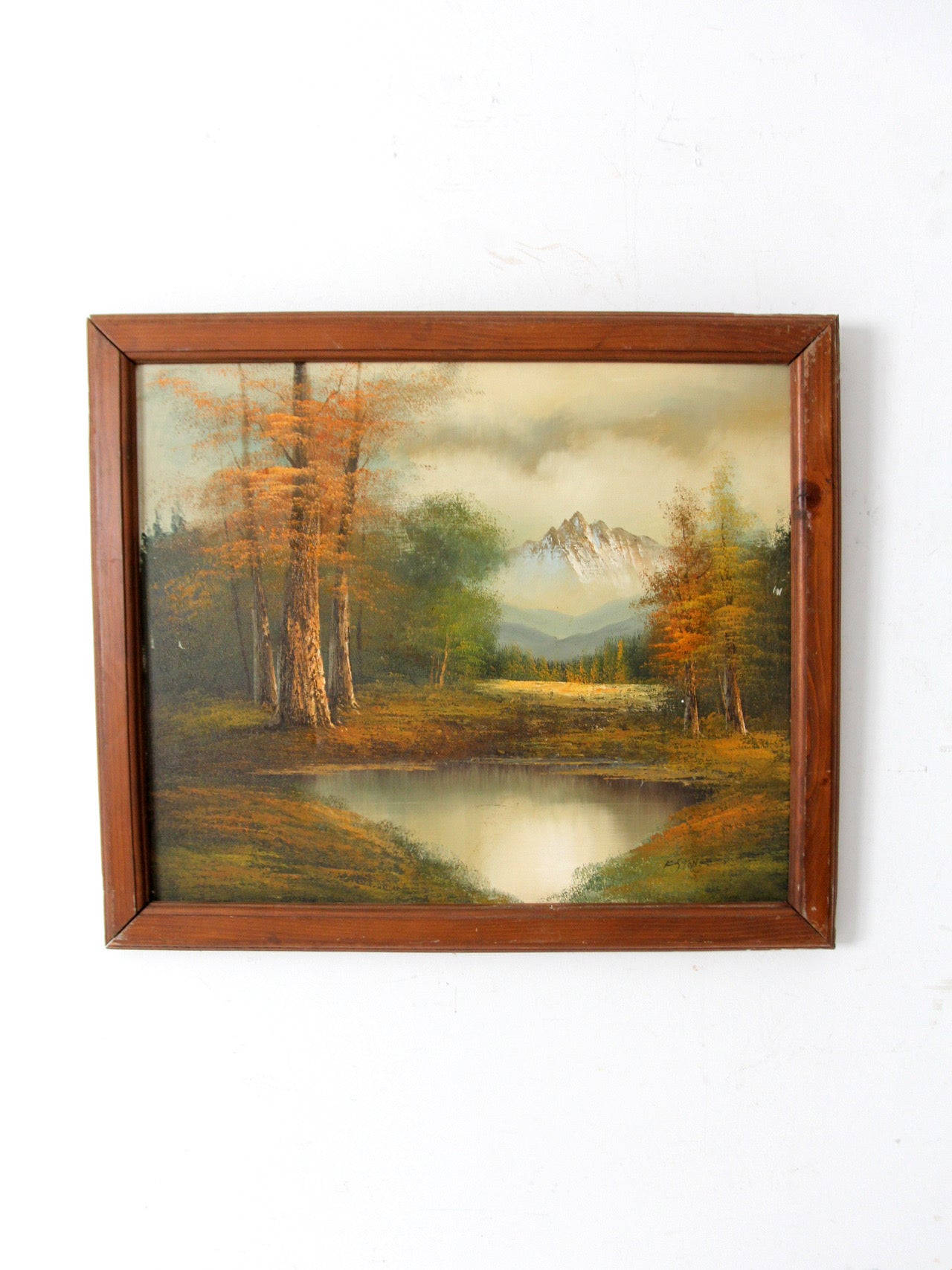 mid-century landscape painting on canvas