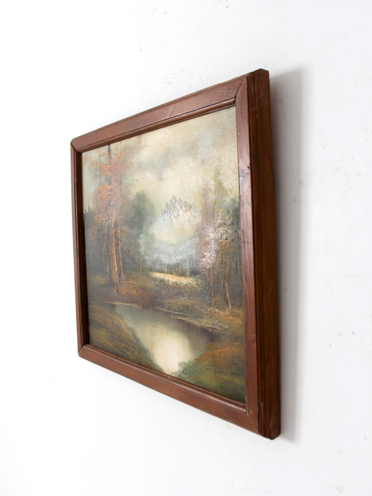 mid-century landscape painting on canvas