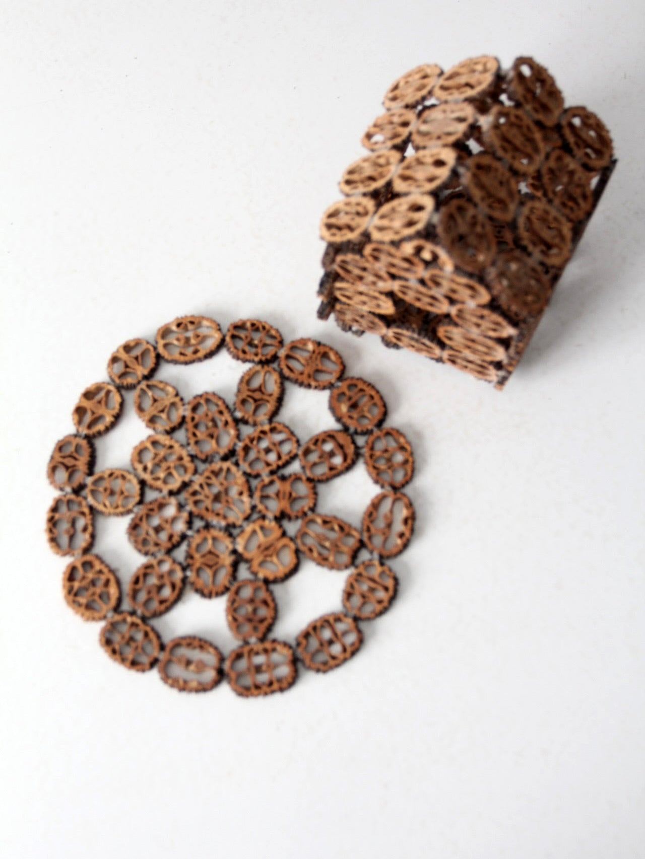 antique walnut slice nut house and tray