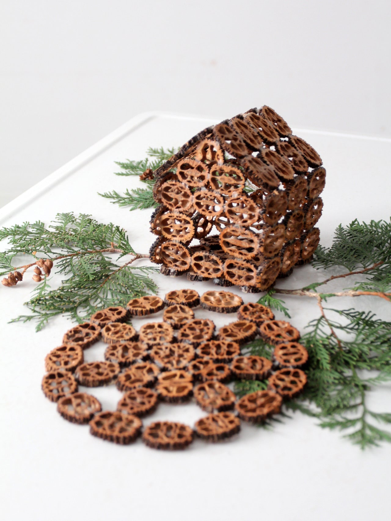 antique walnut slice nut house and tray