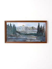 vintage mountain lake painting
