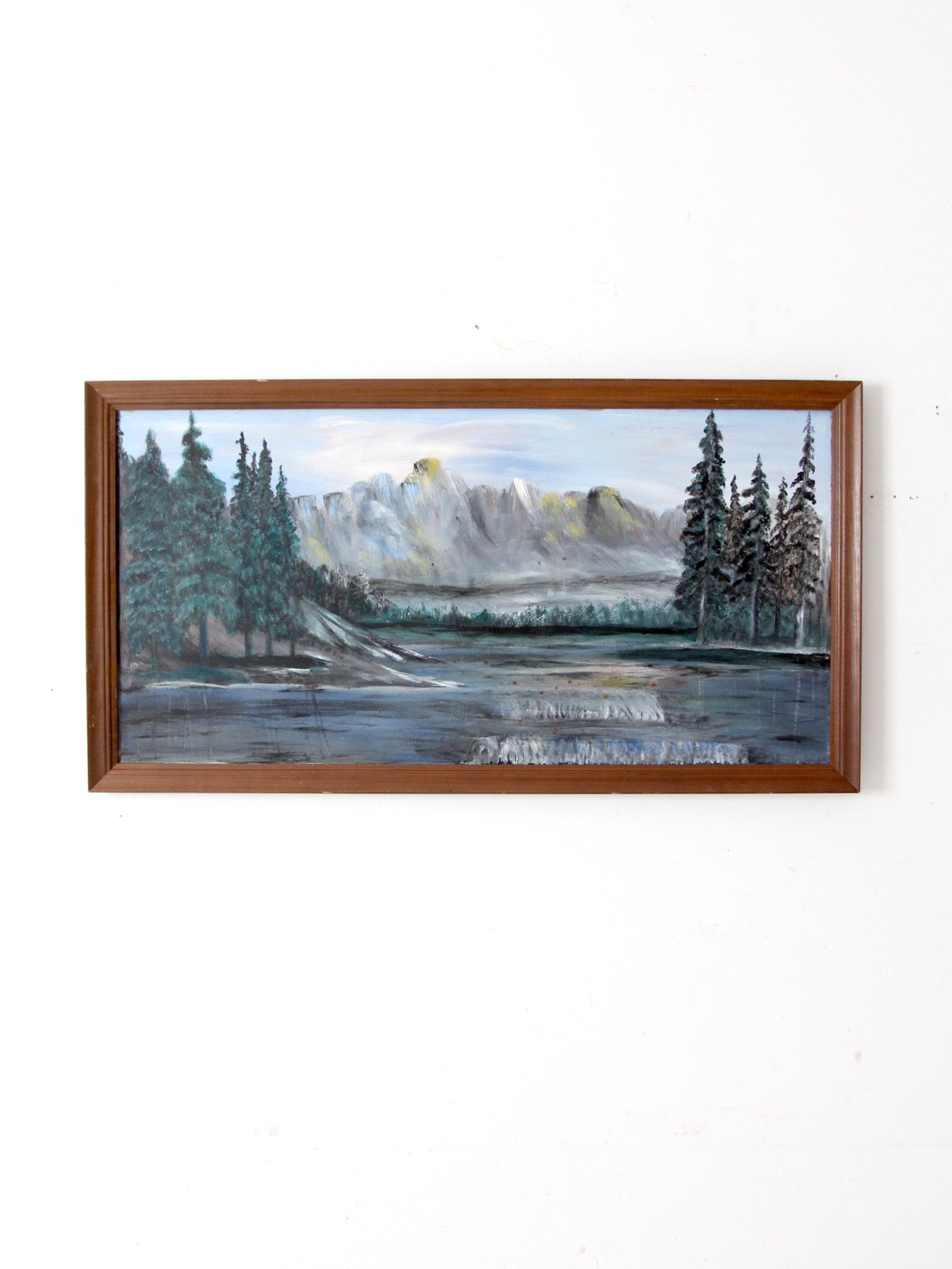 vintage mountain lake painting