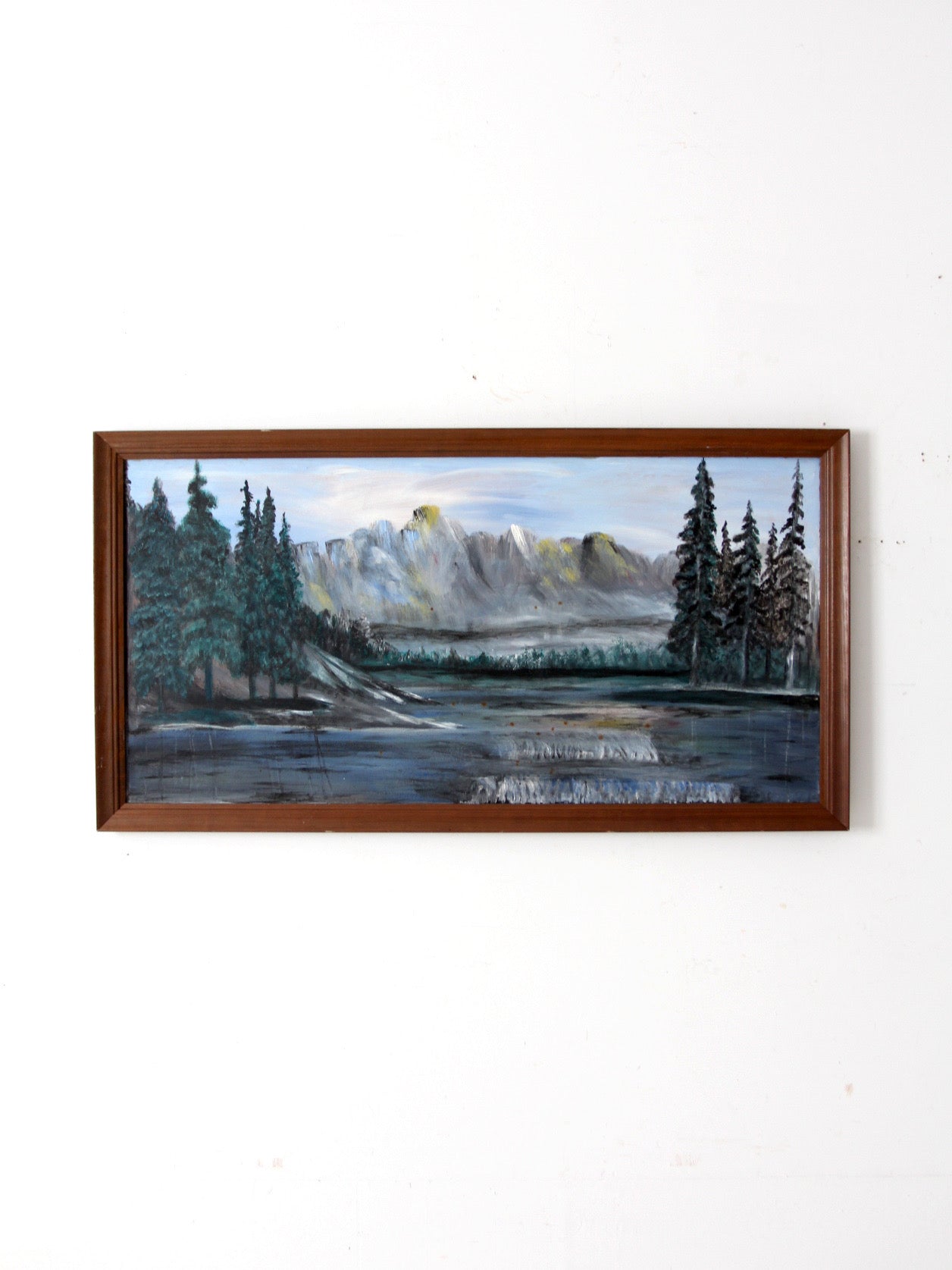 vintage mountain lake painting