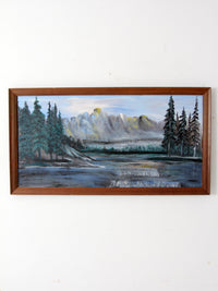 vintage mountain lake painting
