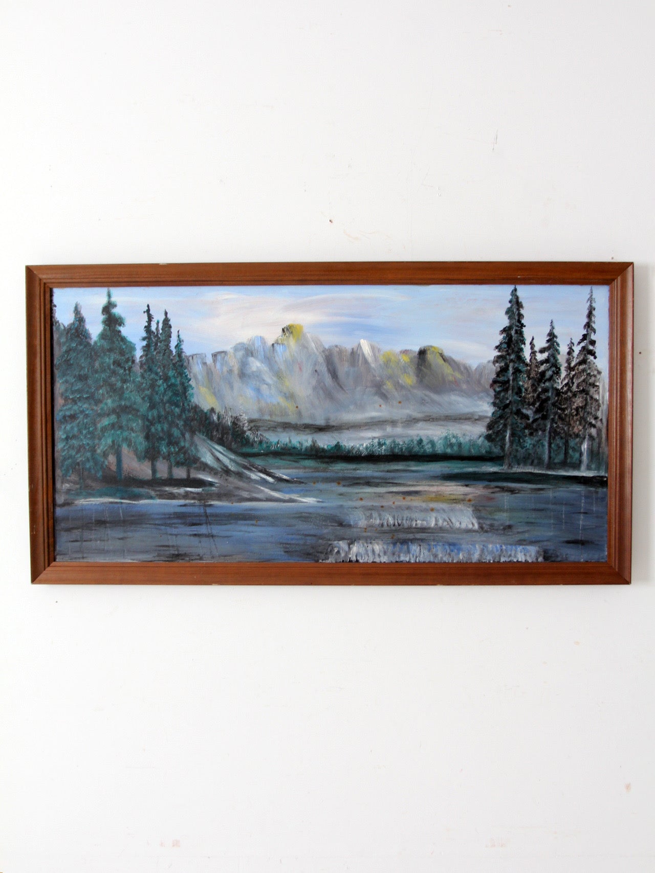 vintage mountain lake painting