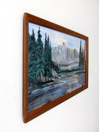 vintage mountain lake painting