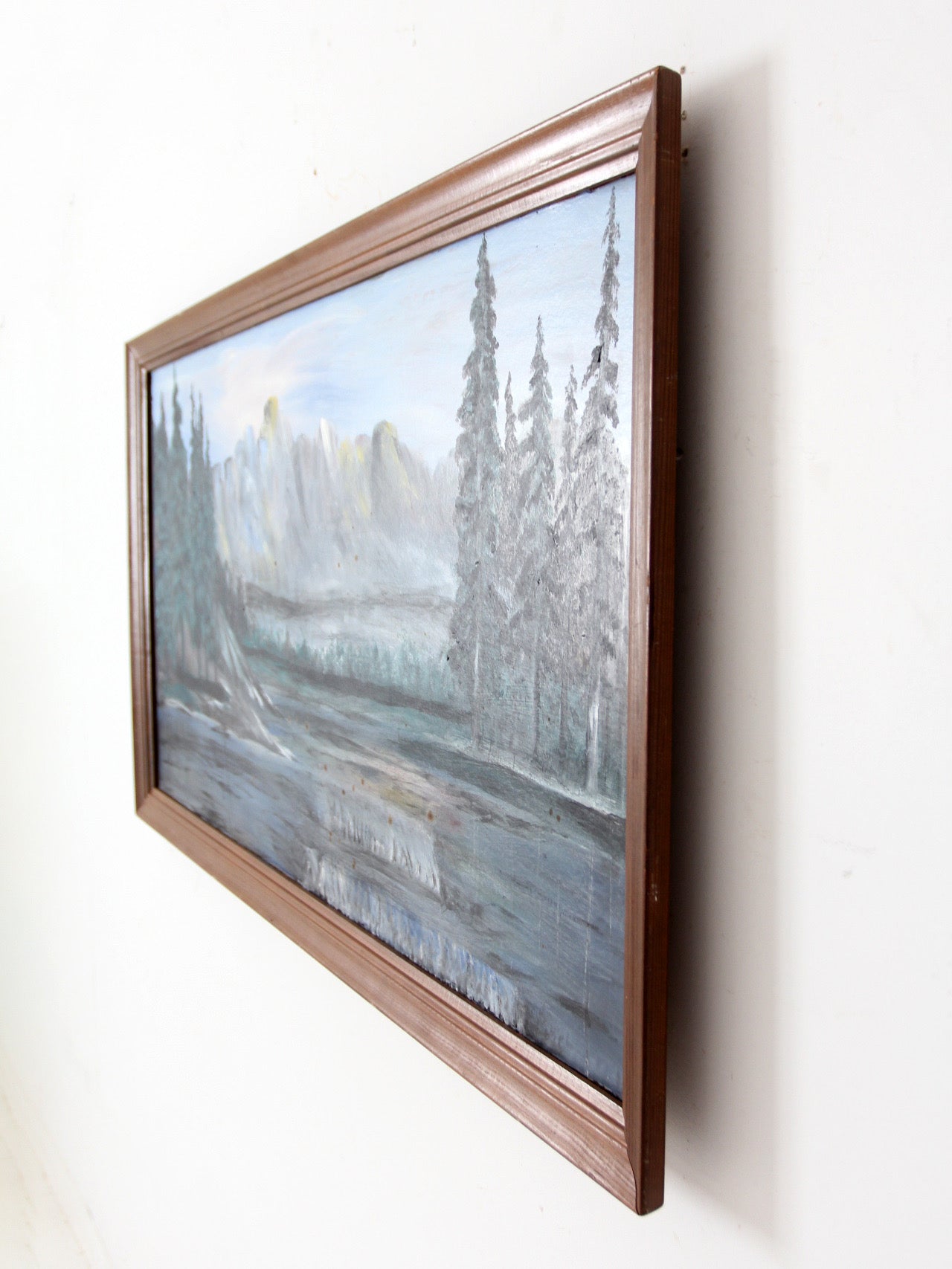 vintage mountain lake painting