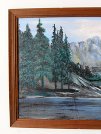 vintage mountain lake painting