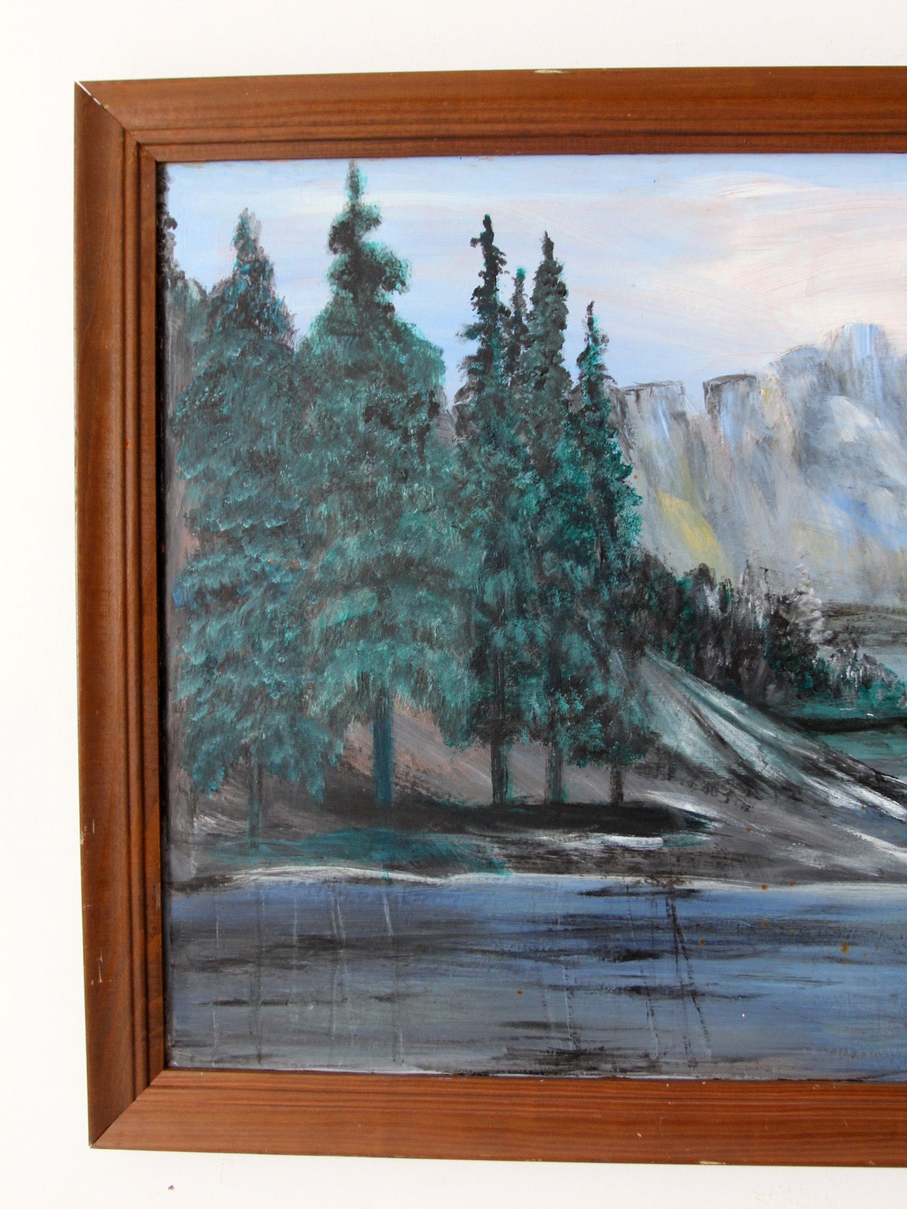 vintage mountain lake painting