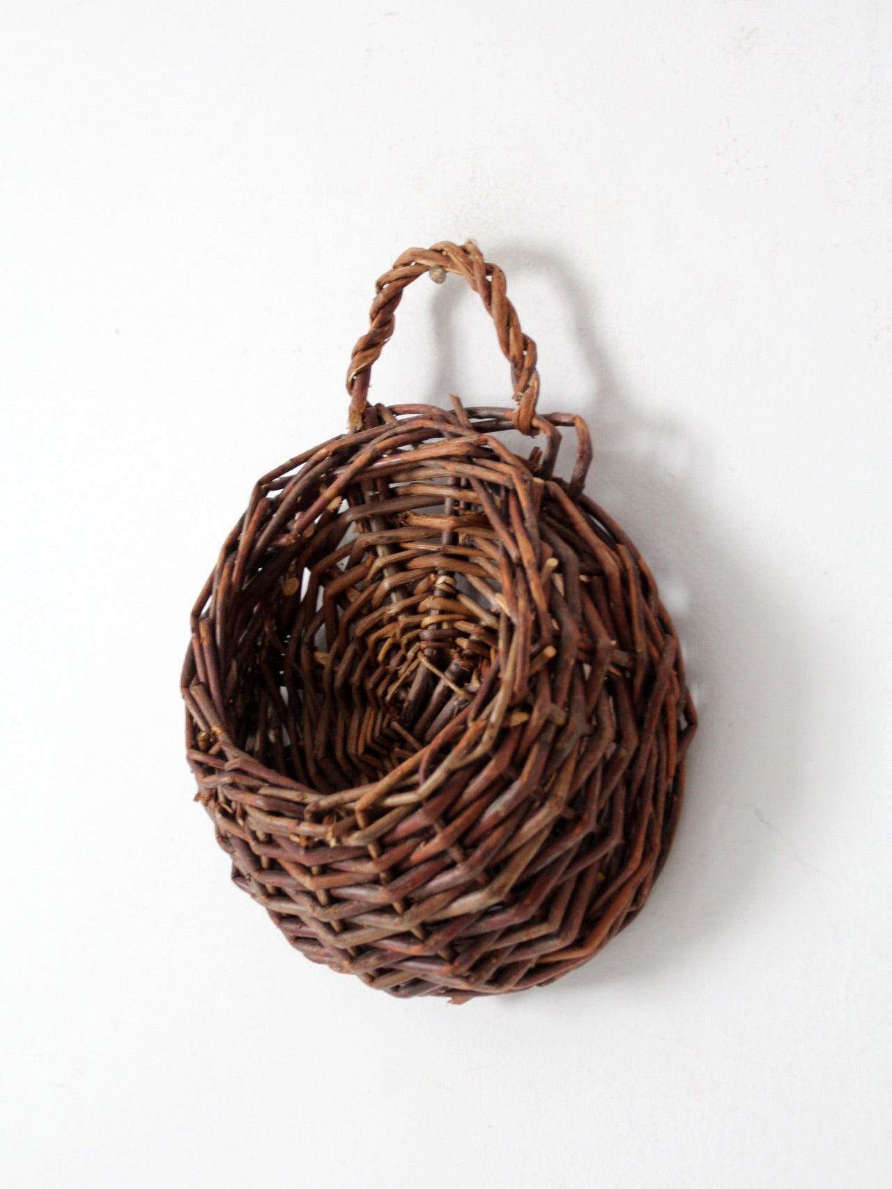 vintage rustic wicker wall basket