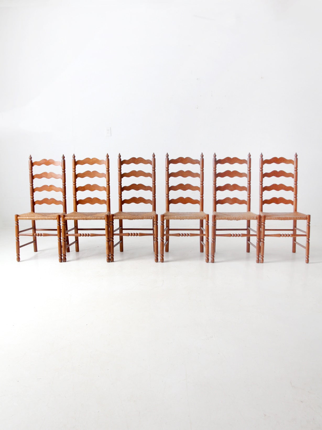 vintage Tell City Chair Company rush seat dining chairs pair