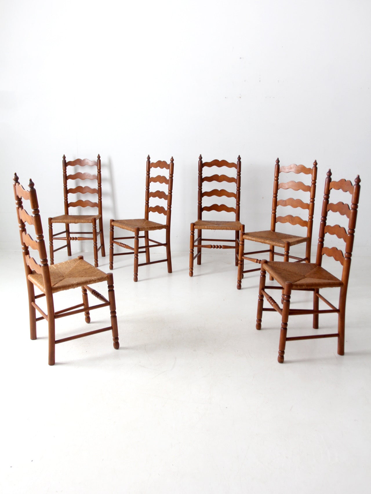 vintage Tell City Chair Company rush seat dining chairs pair