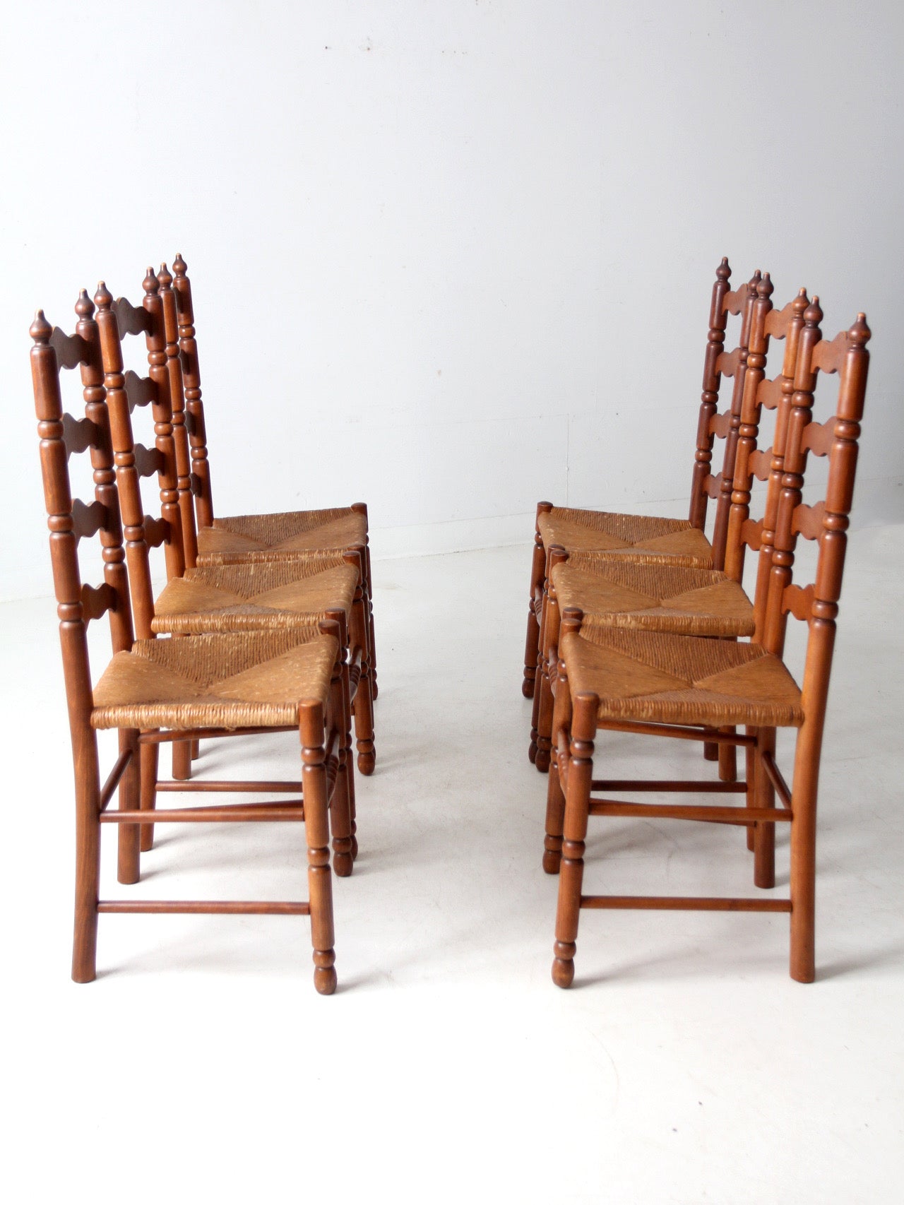 vintage Tell City Chair Company rush seat dining chairs pair