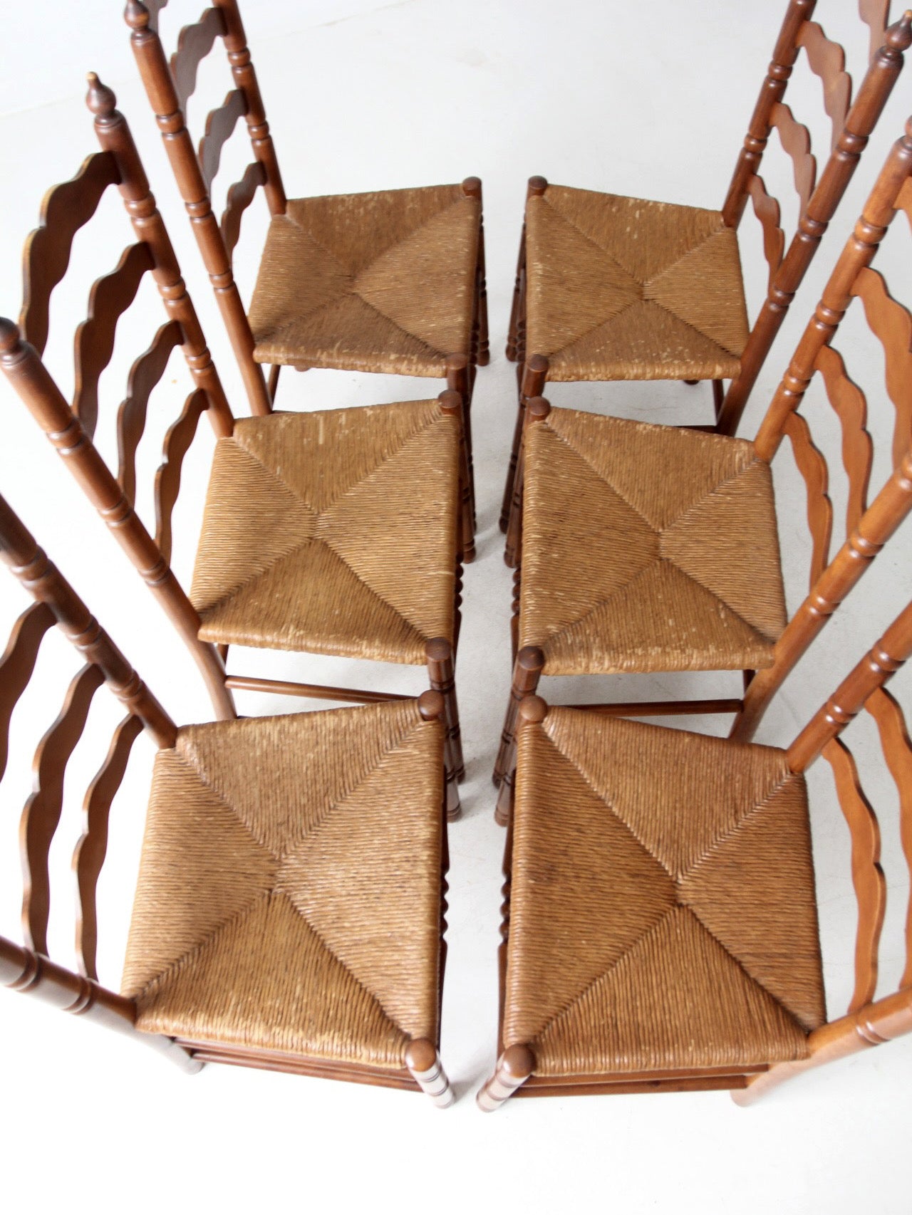 vintage Tell City Chair Company rush seat dining chairs pair