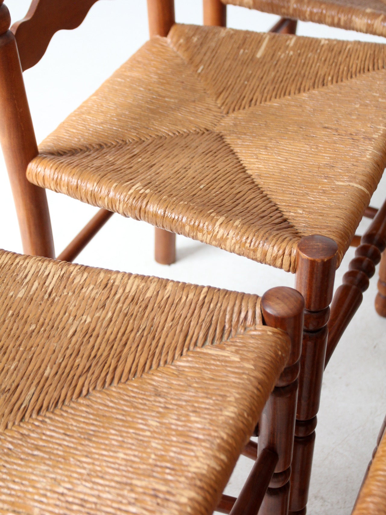 vintage Tell City Chair Company rush seat dining chairs pair