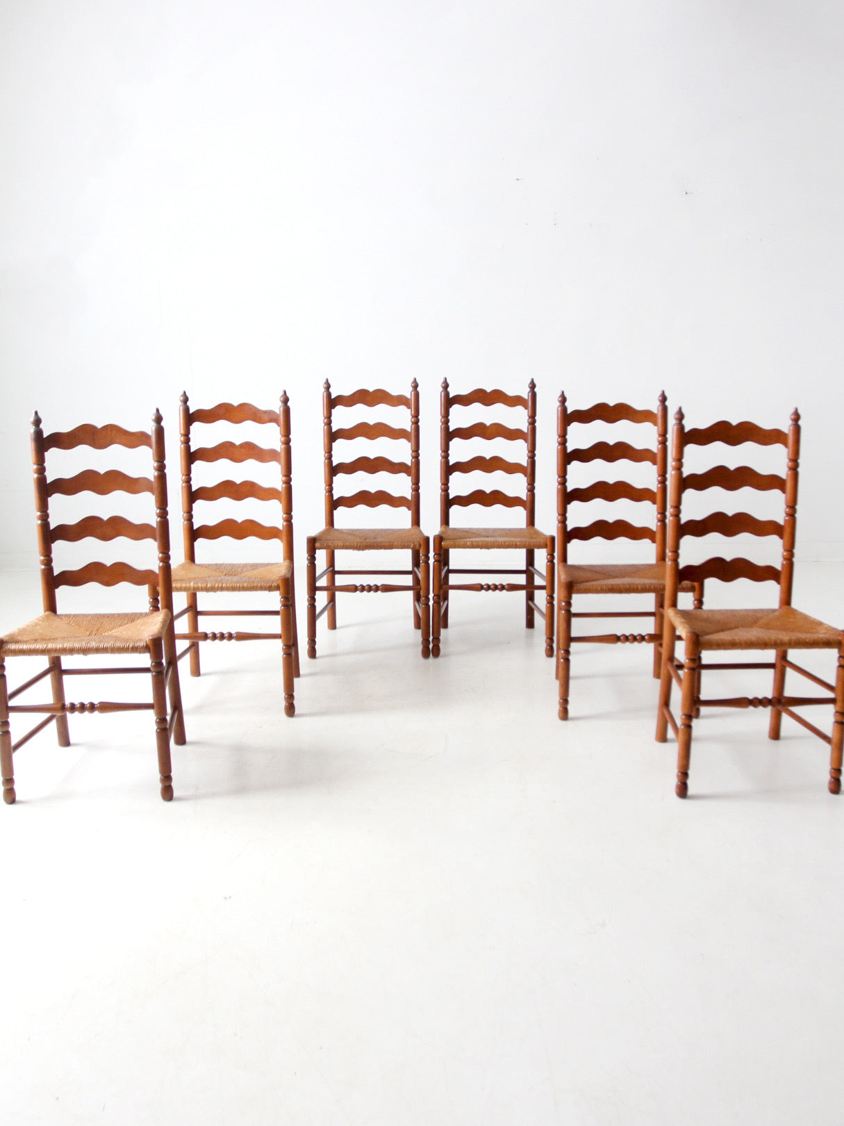 vintage Tell City Chair Company rush seat dining chairs pair