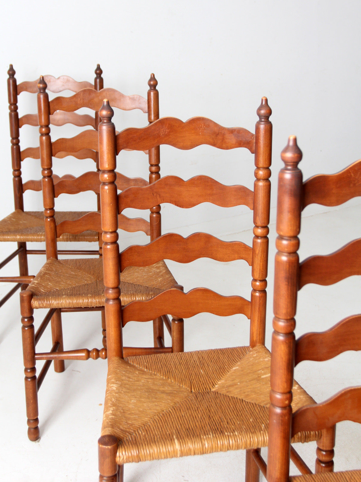 vintage Tell City Chair Company rush seat dining chairs pair