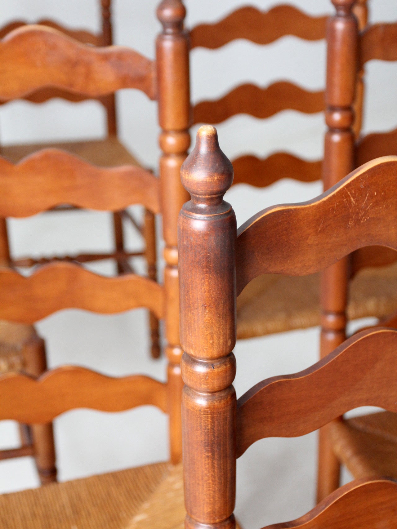 vintage Tell City Chair Company rush seat dining chairs pair