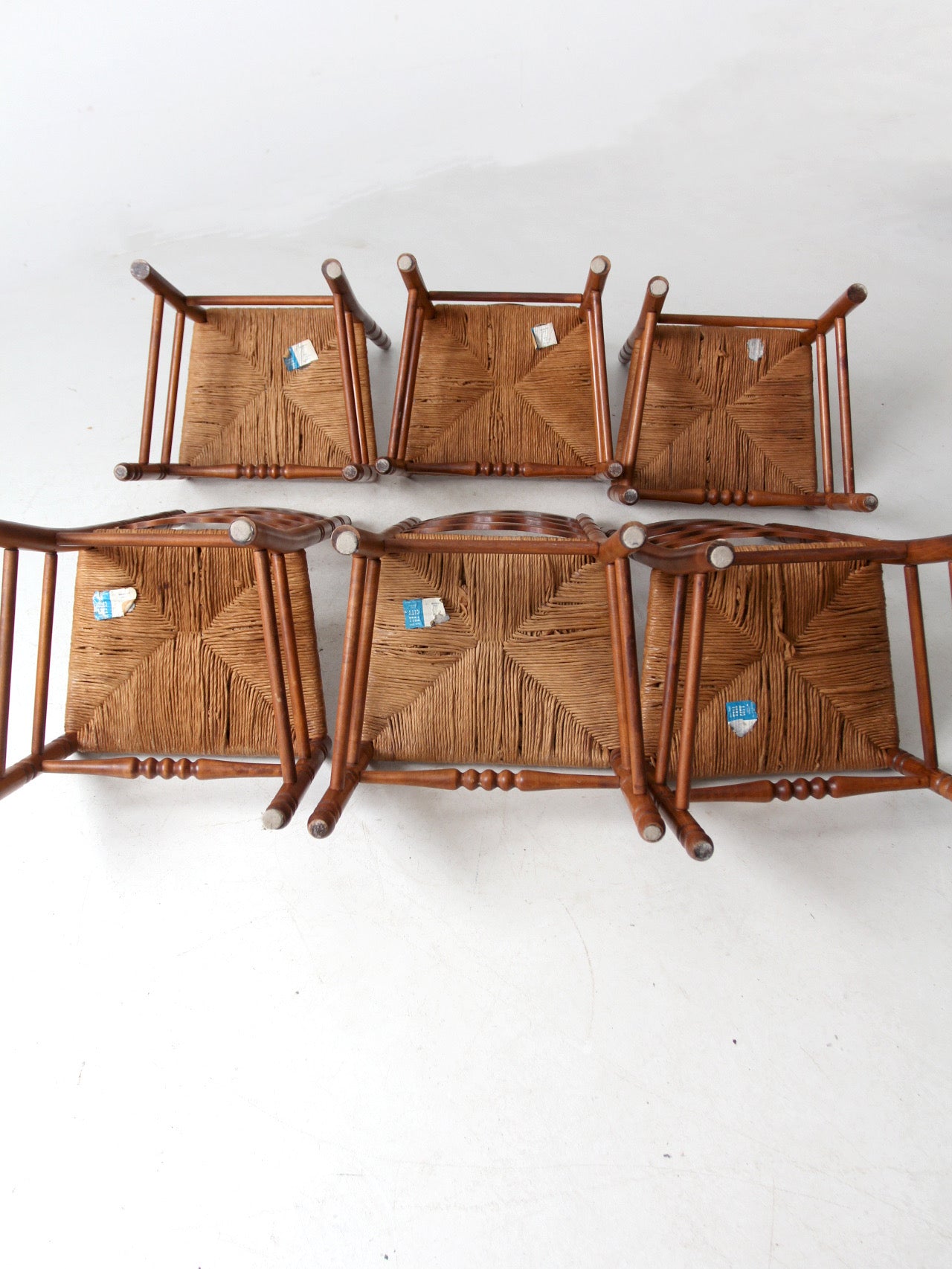 vintage Tell City Chair Company rush seat dining chairs pair