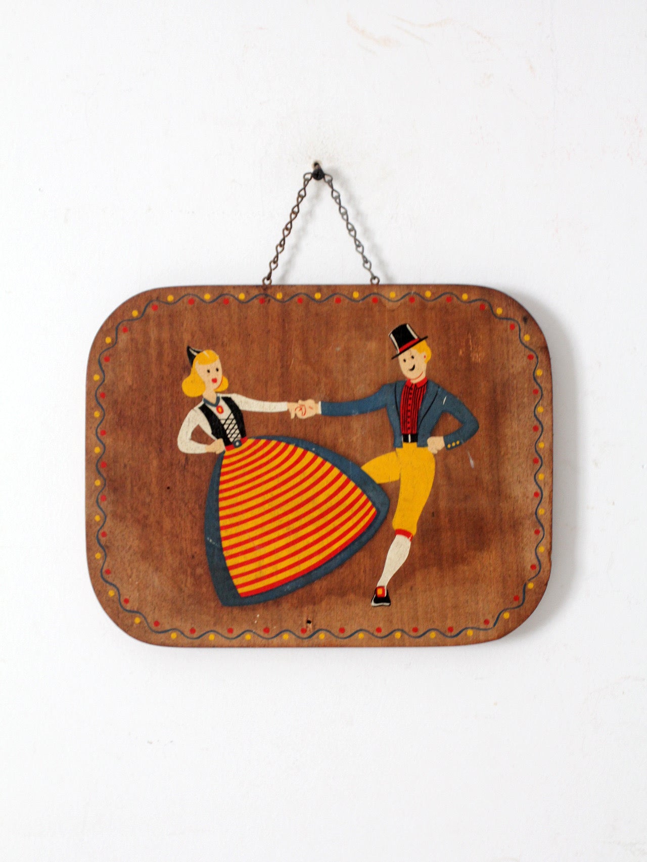 vintage hand-painted folk art wall art