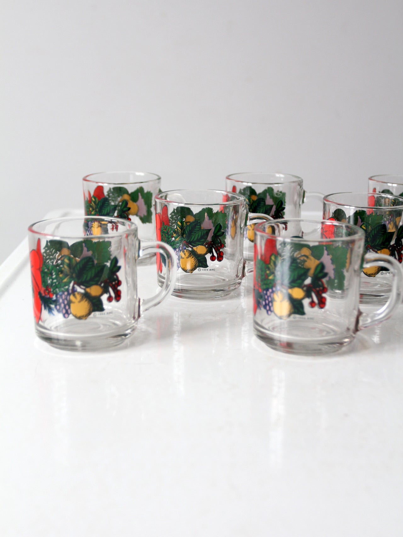 vintage Anchor Hocking glass Christmas mug set of 9