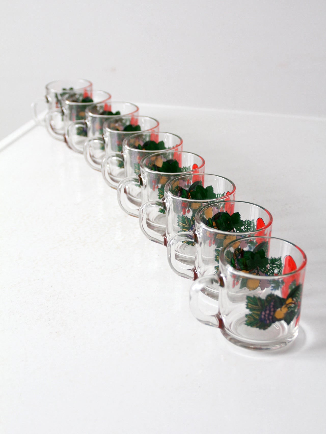 vintage Anchor Hocking glass Christmas mug set of 9