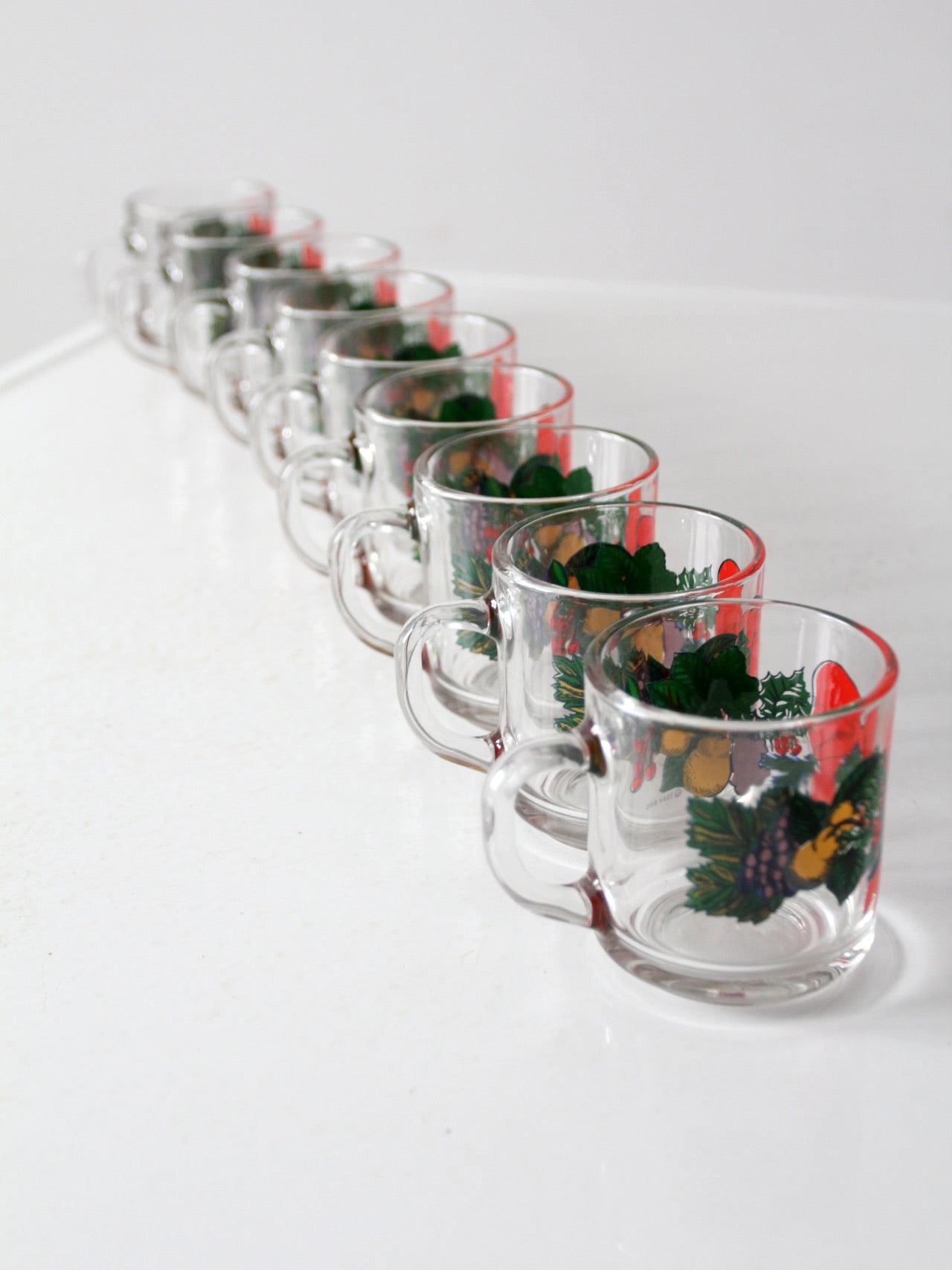 vintage Anchor Hocking glass Christmas mug set of 9