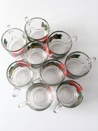 vintage Anchor Hocking glass Christmas mug set of 9