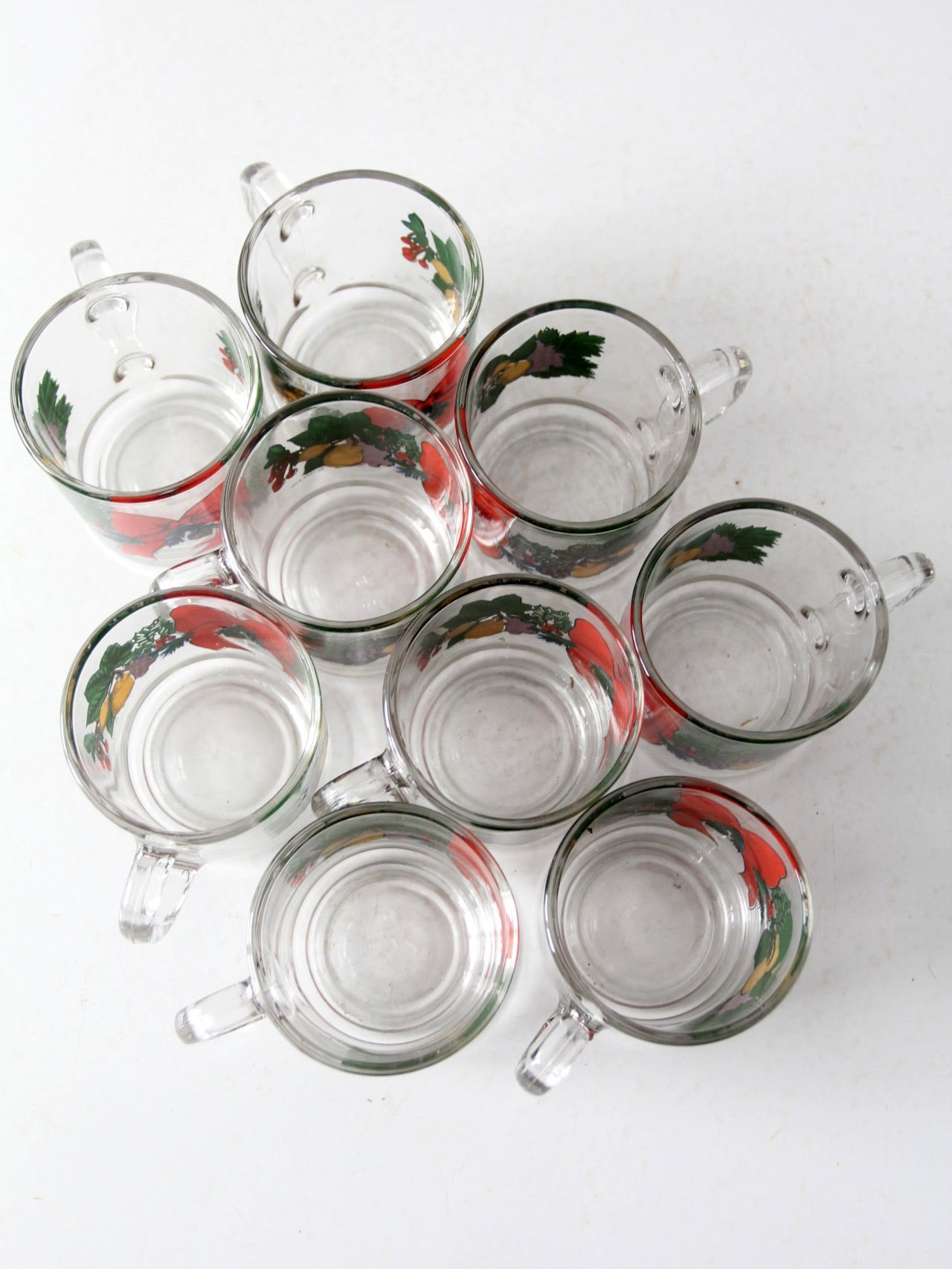 vintage Anchor Hocking glass Christmas mug set of 9