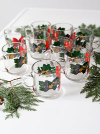 vintage Anchor Hocking glass Christmas mug set of 9