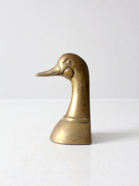 mid-century brass duck bookend