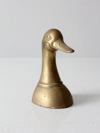 mid-century brass duck bookend