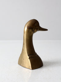 mid-century brass duck bookend