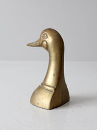 mid-century brass duck bookend